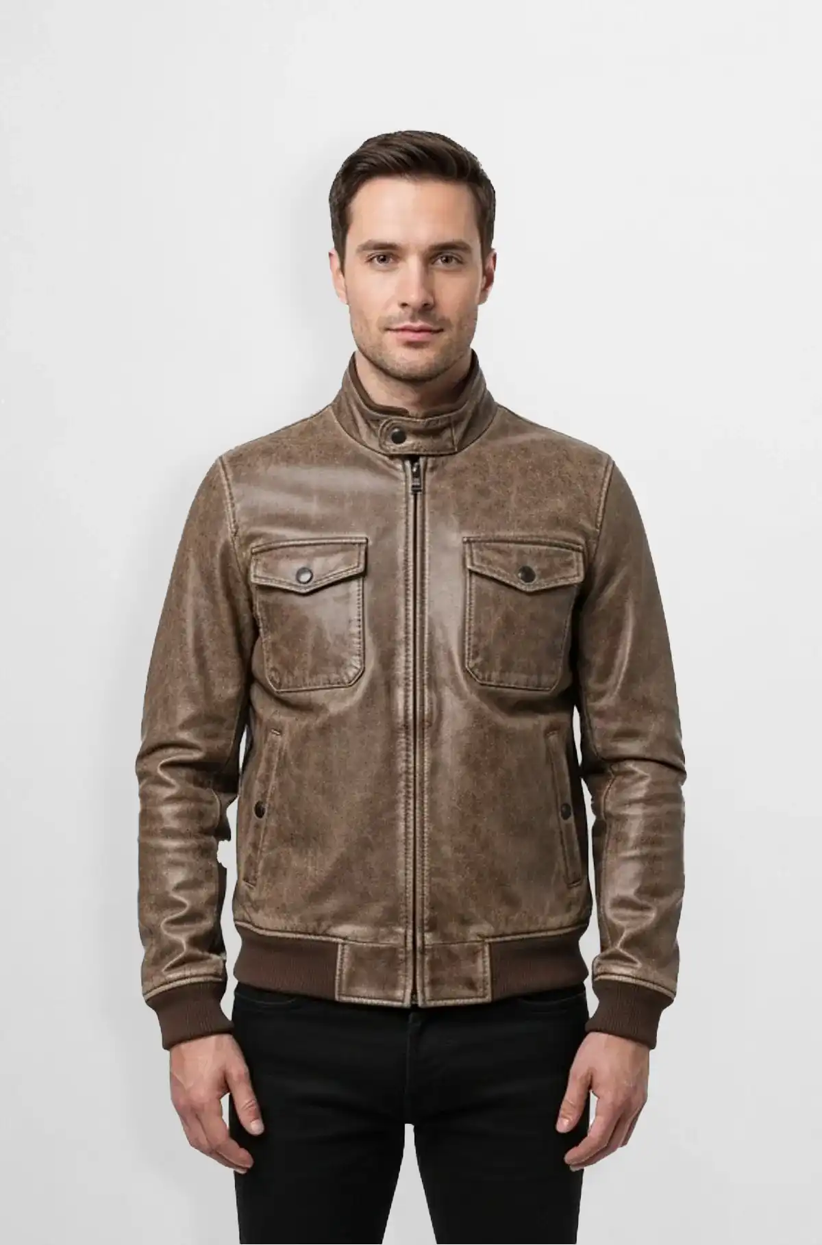 Vintage Bomber Leather Jacket for Men