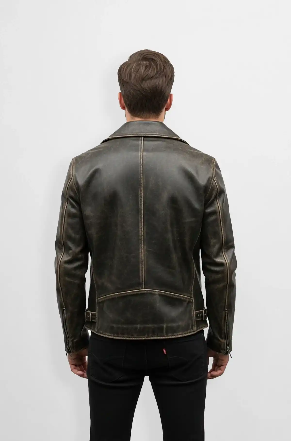 Vintage Brown Leather Biker Jacket