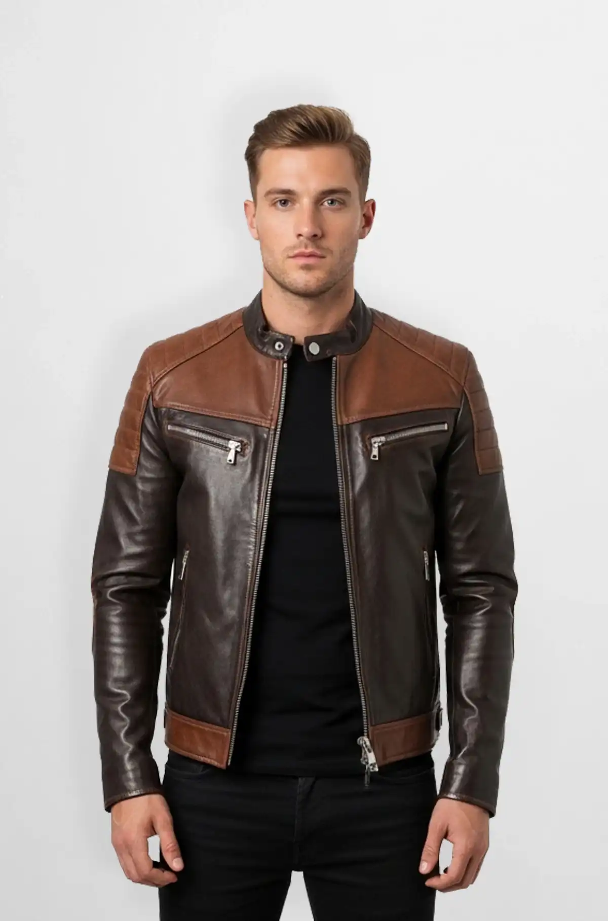 Vintage Brown Racer Leather Jacket
