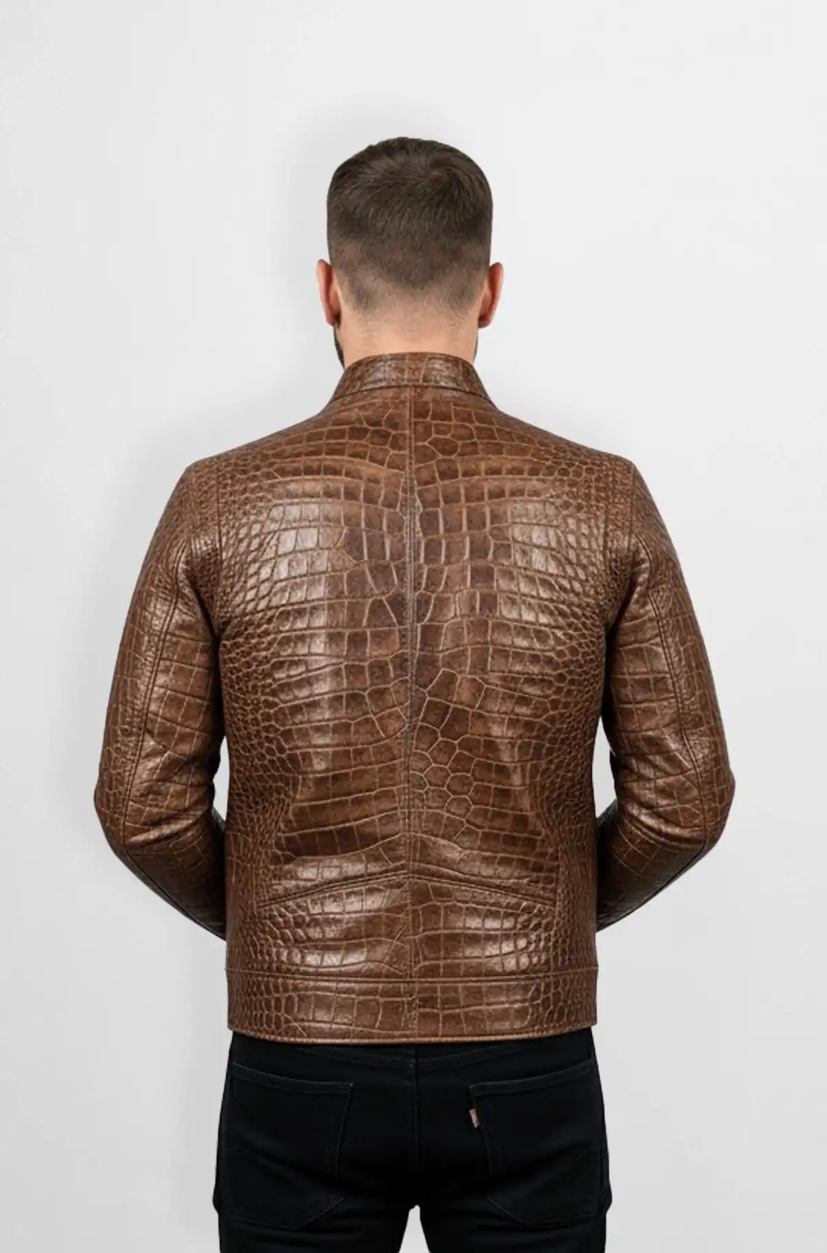 Vintage Textured Brown Leather Jacket