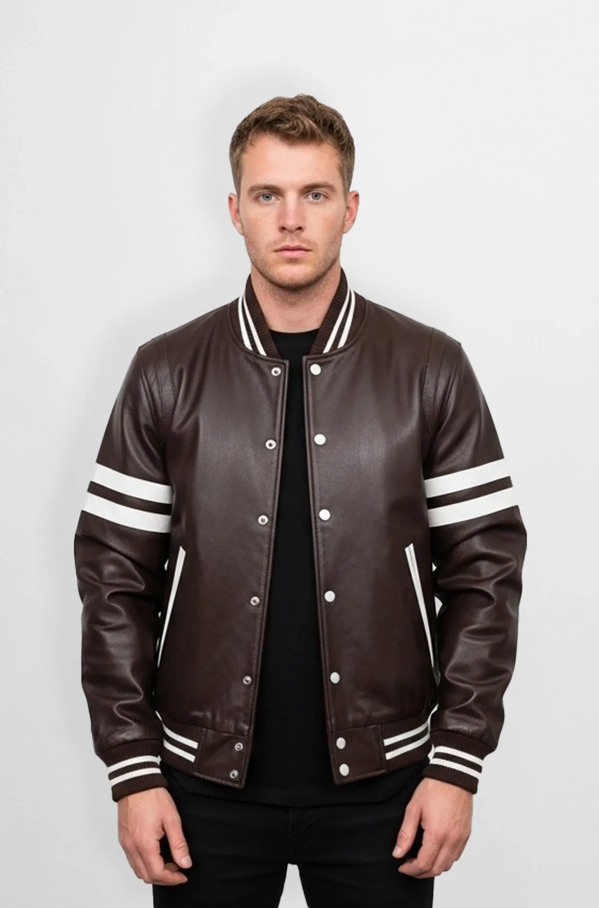 Vintage Varsity Brown Leather Jacket