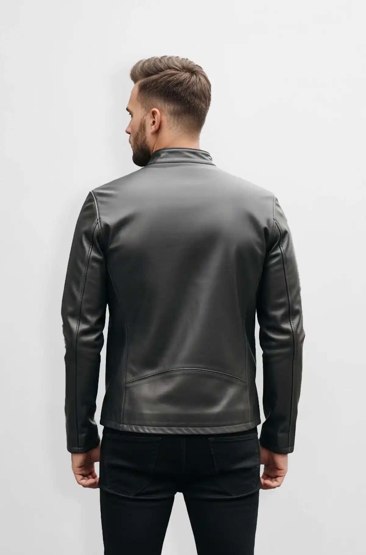 Void black leather jacket