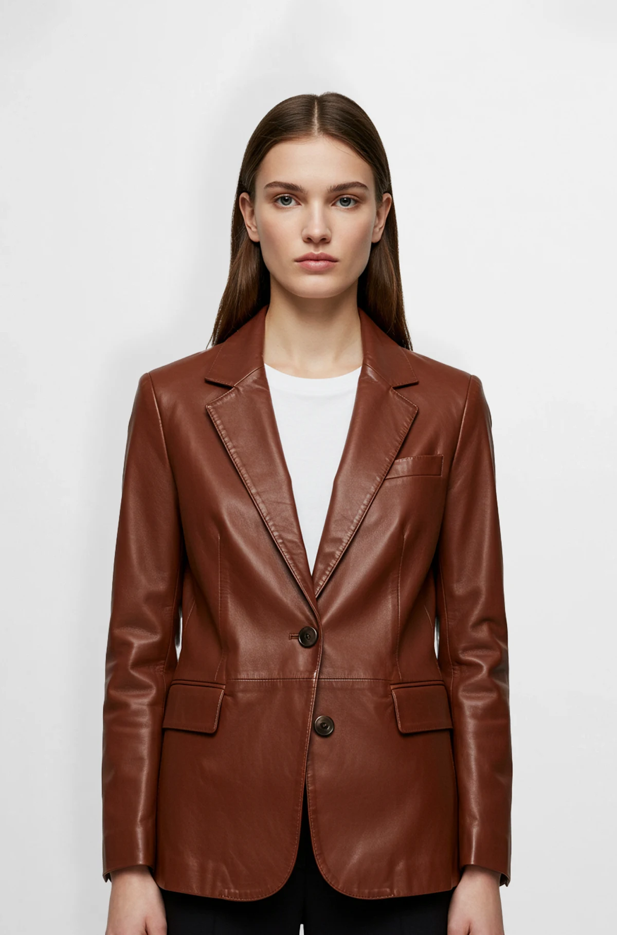 Walnut Brown Leather Blazer