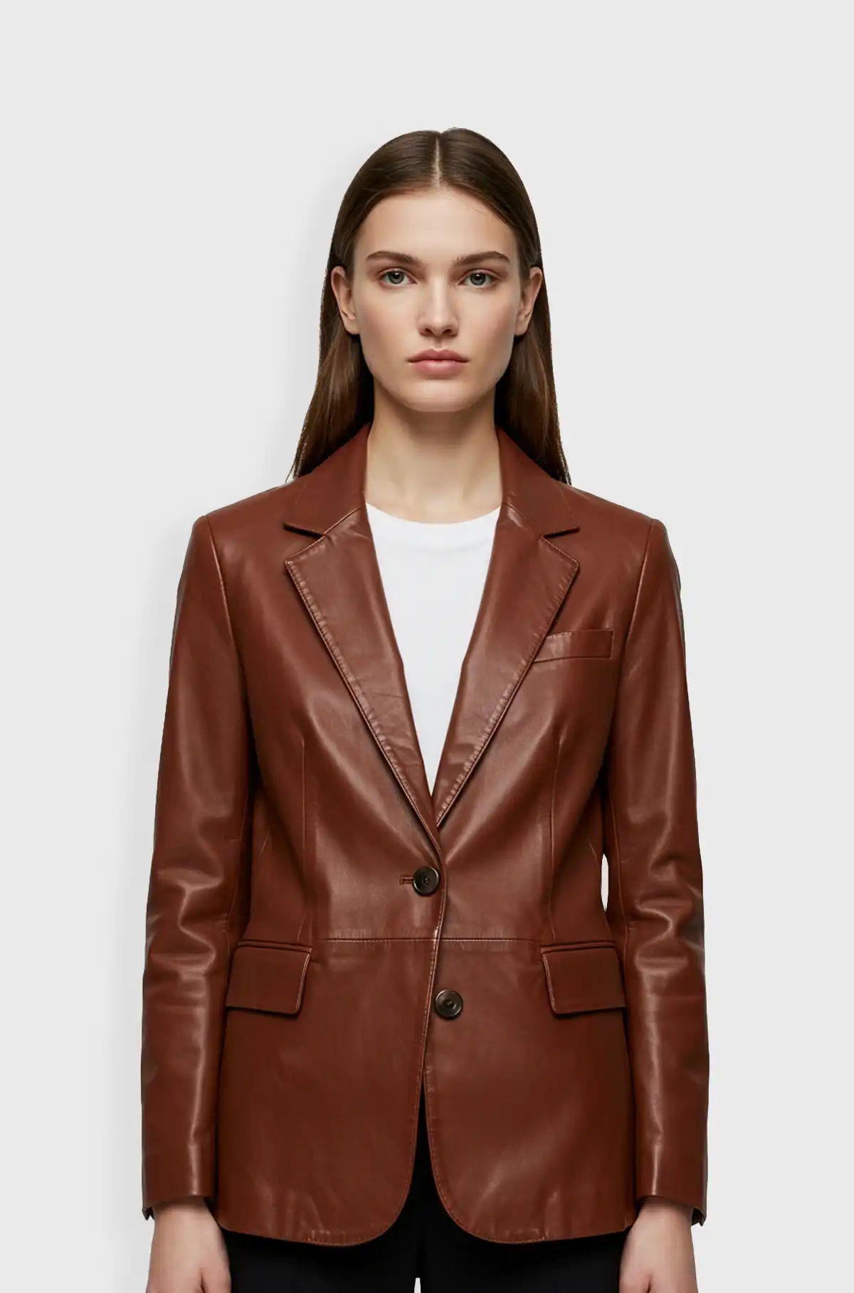 Walnut Brown Leather Blazer