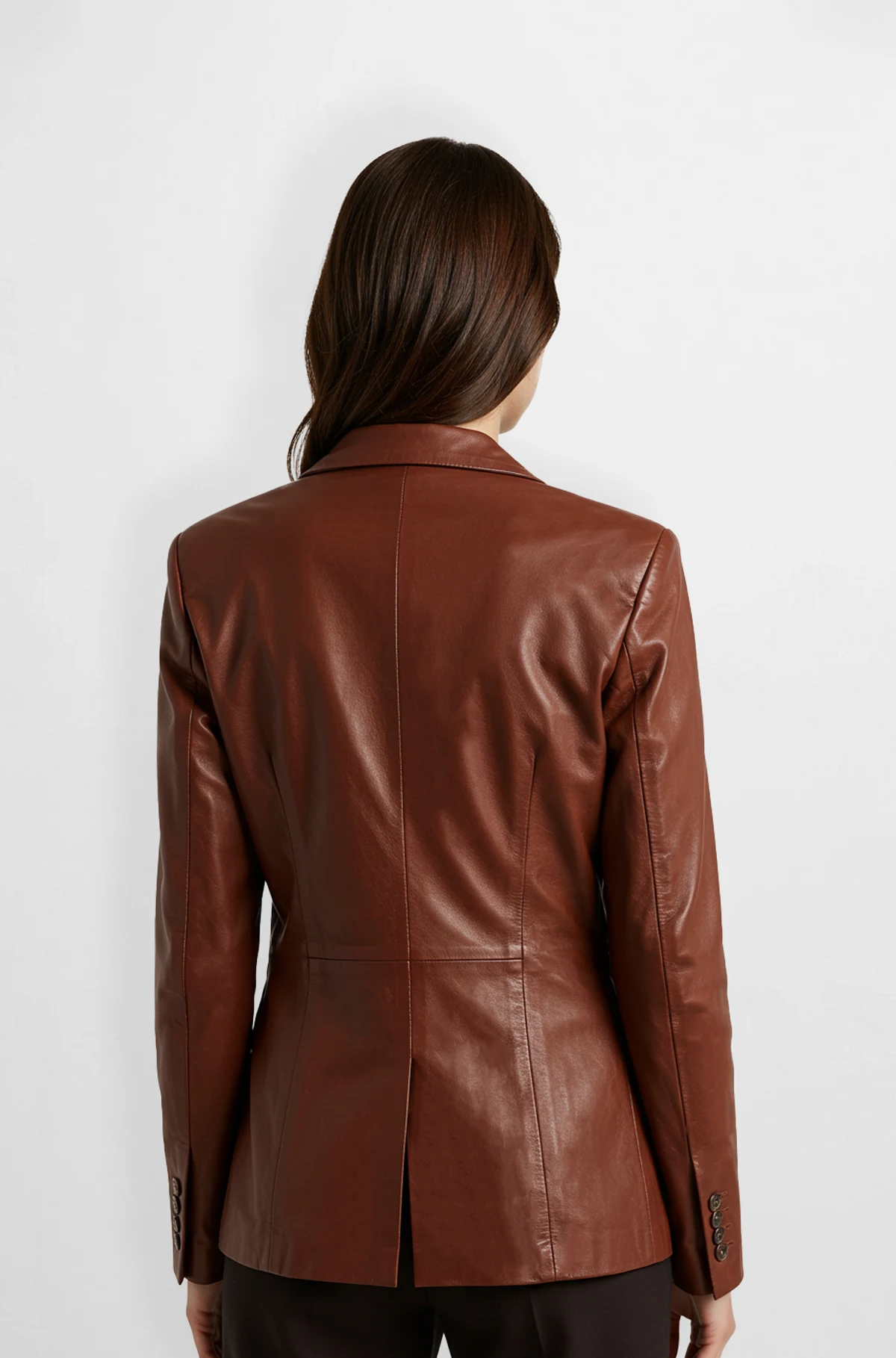 Walnut Brown Leather Blazer