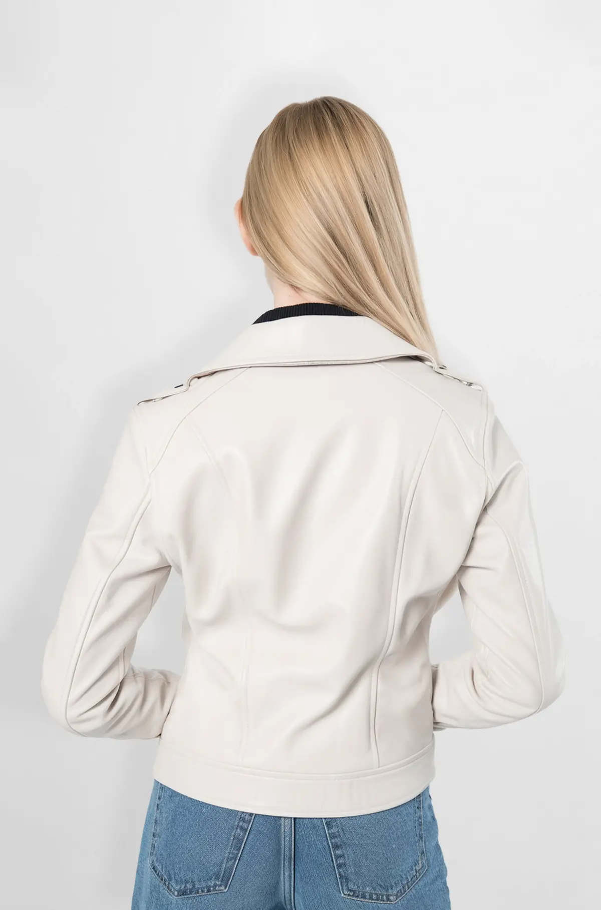 White Leather Biker Jacket