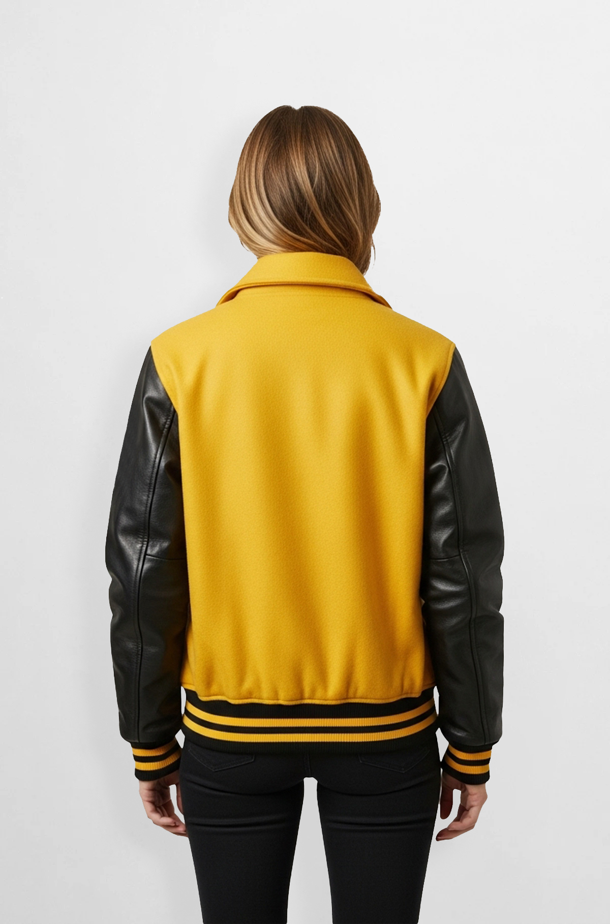 Yellow and Black Varsity Leather Jacket