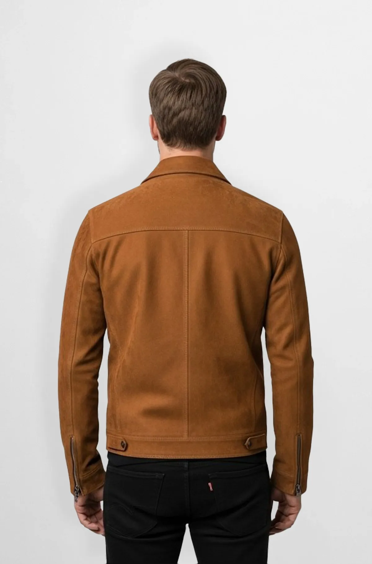 Honey Brown Suede Bomber Jacket