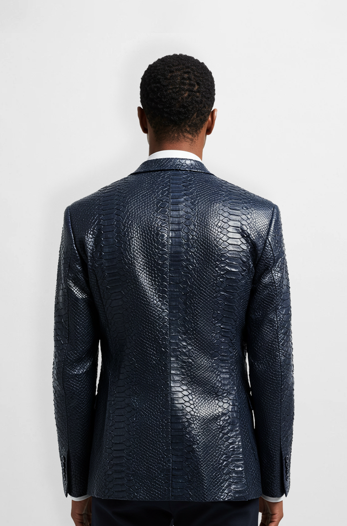 midnight python leather blazer jacket